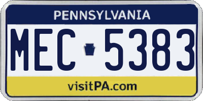 PA license plate MEC5383