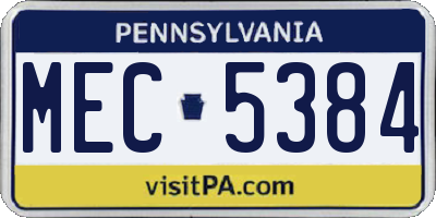 PA license plate MEC5384