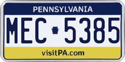 PA license plate MEC5385