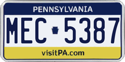 PA license plate MEC5387
