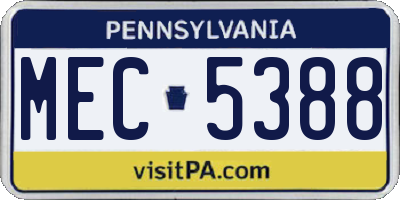 PA license plate MEC5388