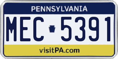 PA license plate MEC5391