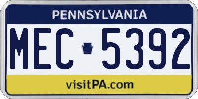 PA license plate MEC5392