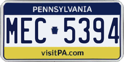 PA license plate MEC5394