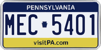 PA license plate MEC5401