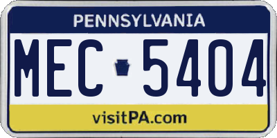 PA license plate MEC5404