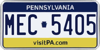PA license plate MEC5405