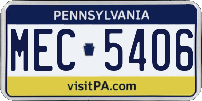 PA license plate MEC5406