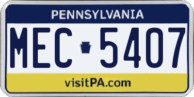 PA license plate MEC5407