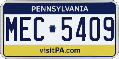 PA license plate MEC5409