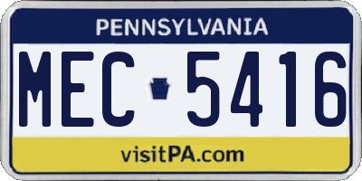 PA license plate MEC5416