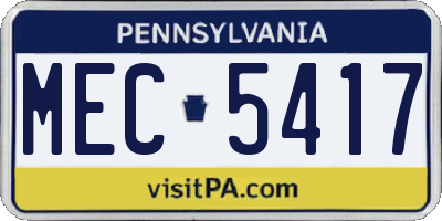 PA license plate MEC5417
