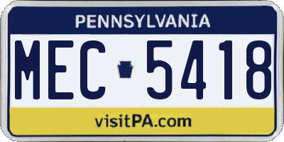 PA license plate MEC5418