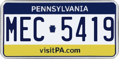 PA license plate MEC5419