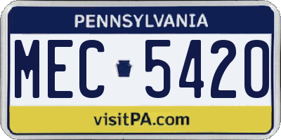 PA license plate MEC5420