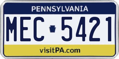 PA license plate MEC5421