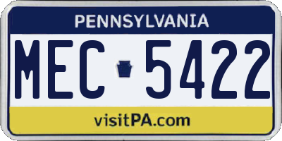 PA license plate MEC5422