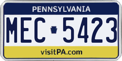 PA license plate MEC5423