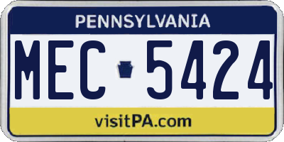PA license plate MEC5424