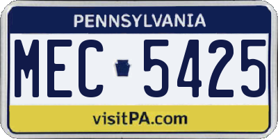 PA license plate MEC5425