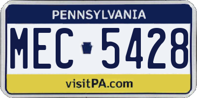 PA license plate MEC5428