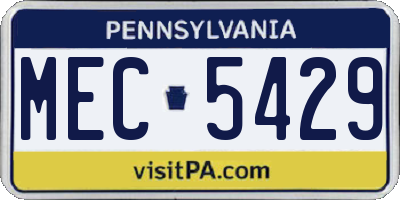 PA license plate MEC5429