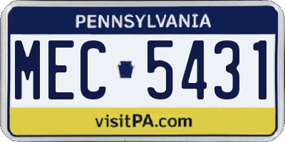 PA license plate MEC5431