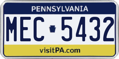 PA license plate MEC5432