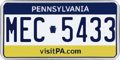PA license plate MEC5433