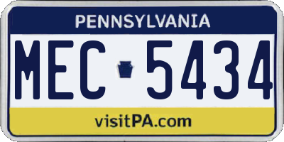 PA license plate MEC5434
