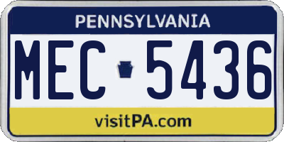 PA license plate MEC5436
