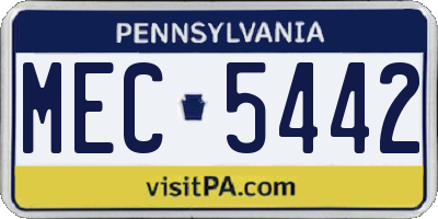 PA license plate MEC5442