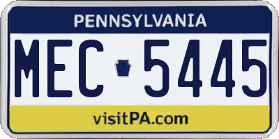 PA license plate MEC5445