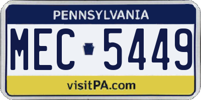 PA license plate MEC5449