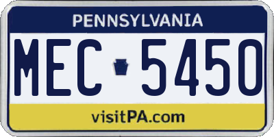 PA license plate MEC5450