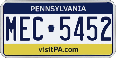 PA license plate MEC5452