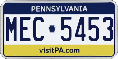 PA license plate MEC5453