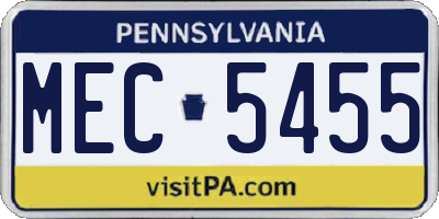 PA license plate MEC5455