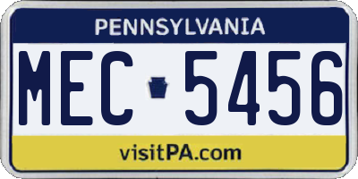 PA license plate MEC5456