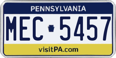 PA license plate MEC5457
