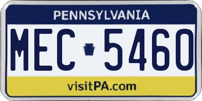 PA license plate MEC5460