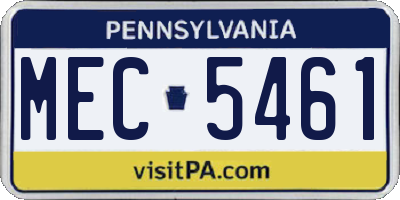 PA license plate MEC5461