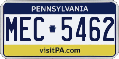 PA license plate MEC5462