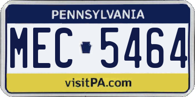 PA license plate MEC5464