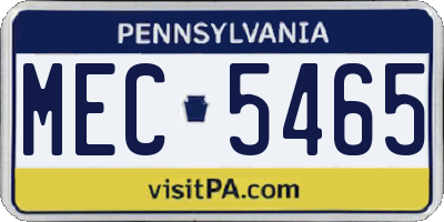 PA license plate MEC5465