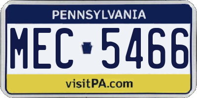 PA license plate MEC5466
