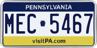 PA license plate MEC5467