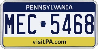 PA license plate MEC5468