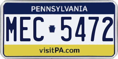 PA license plate MEC5472