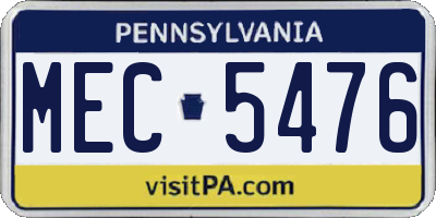 PA license plate MEC5476